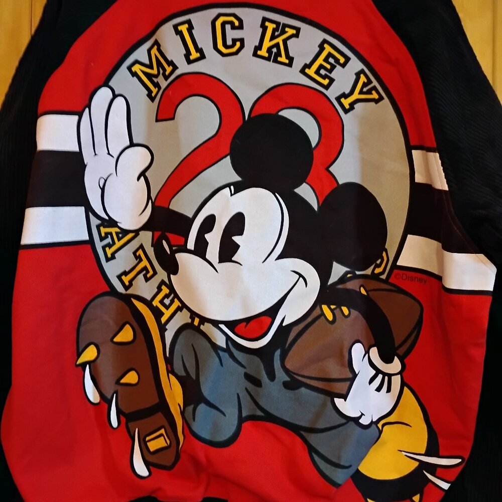 Men's Vintage Large Mickey Mouse Disney Football Canvas ad Corduroy Jacket